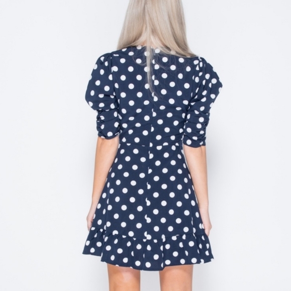 Adorable Polka Dot Puff Sleeve Dress - Picture 4 of 5